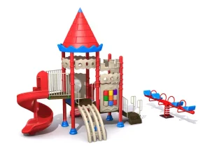 mini castillo rojo de 2 plantas para niños