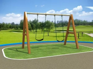 Juego de columpios de madera: 2 columpios de correa | fábrica de juegos al aire libre