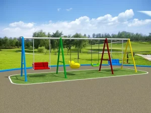 Columpio metálico grande de 4 plazas para parque infantil exterior