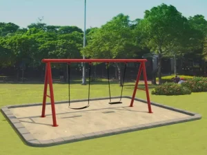 Columpio de metal con estructura en A: cinturón y asiento de columpio plano| proveedor