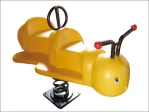 Jinete de muelle de abeja de PE amarillo con doble asiento instalaciones de juego al aire libre