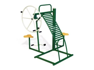 Estiramiento de piernas y espalda, bicicleta, rueda de taichi, combinación de aparatos de fitness