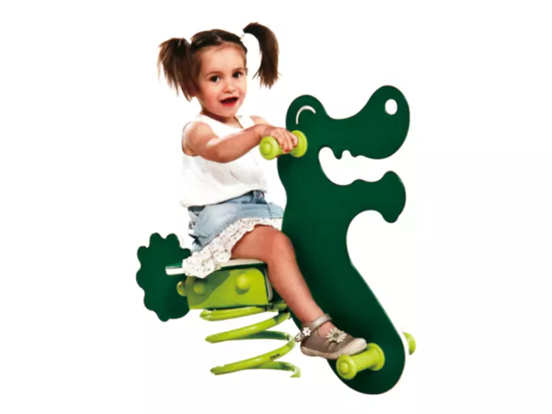 Alligator Spring Rider Green poly alligator spring bouncer outdoor play facilities