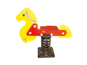 Balancín de muelle de poliéster rojo y amarillo para estructura de juego exterior