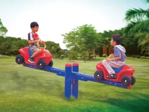 Balancín jeep de plástico rojo para niños para estructura de juego exterior