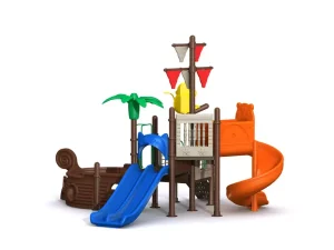 Mejor tema del barco pirata al aire libre de plástico parque infantil tobogán para niños