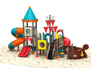 parque infantil de playa al aire libre: 3 capas Popular Pirate Ship Theme Playground for Sale