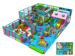 Parque infantil de interior: fantástico tema oceánico para niños con cama elástica