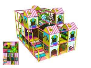 Small 2-storey fascinating candy indoor kids play place with slides