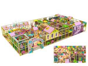 Divertido juego de interior para niños con temática de arco iris y piscina de bolas