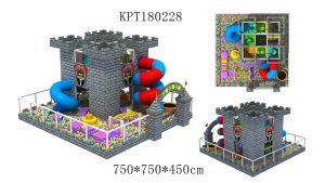 Castillo Medieval Mediano Equipo de Juegos para Niños con Toboganes en Espiral y Pozo de Bolas