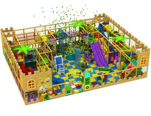 Large Tropical Jungle Castle Kids Indoor Playground with Slides and Ball Pit