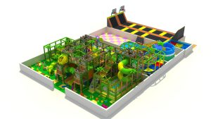 Zona de juegos cubierta Jungle Fortress: Castillo con toboganes y piscina de bolas