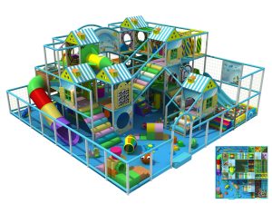 Parque infantil de interior Blue Ocean Kids: Juegos blandos y toboganes de aventura para niños