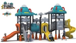 Space outdoor play set explorer's Dual UFO Towers with Adventure Slides