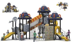 Maravillosa estructura de juego exterior de 2 plantas con rocódromo