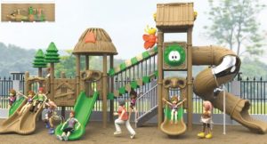 Atractiva estructura de juego exterior de 2 pisos con tobogán