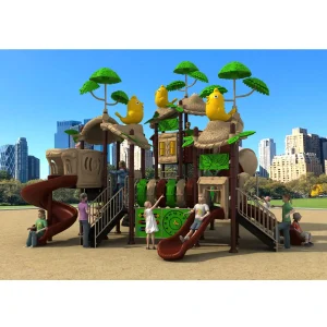Commercial Jungle Forest Outdoor Playset – Multi-Platform Green Adventure Zone Towers