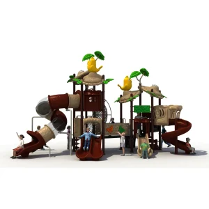 Dual Spiral Slide Jungle Nest Commercial Playground Equipment