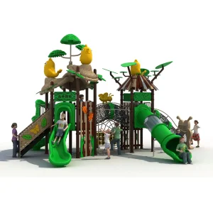 Outdoor Adventure Playground – Jungle Themed Multi-Level Playset with Slides,Climbers
