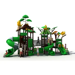 Green Forest Jungle Playground – Outdoor Multi-Tower Adventure Playset
