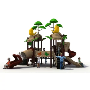 Yellow Bird Jungle Tower Playground – Outdoor Adventure Playset with Tube Tunnel Slide