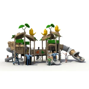 Jungle Canopy Bird Playground – Outdoor Multi-Tower Playset with Double Tube Slides