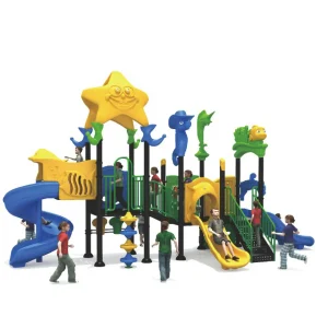 Ocean Adventure Playground – Outdoor Multi-Level Sea Theme Playset with Dolphin Slides & Starfish Towers